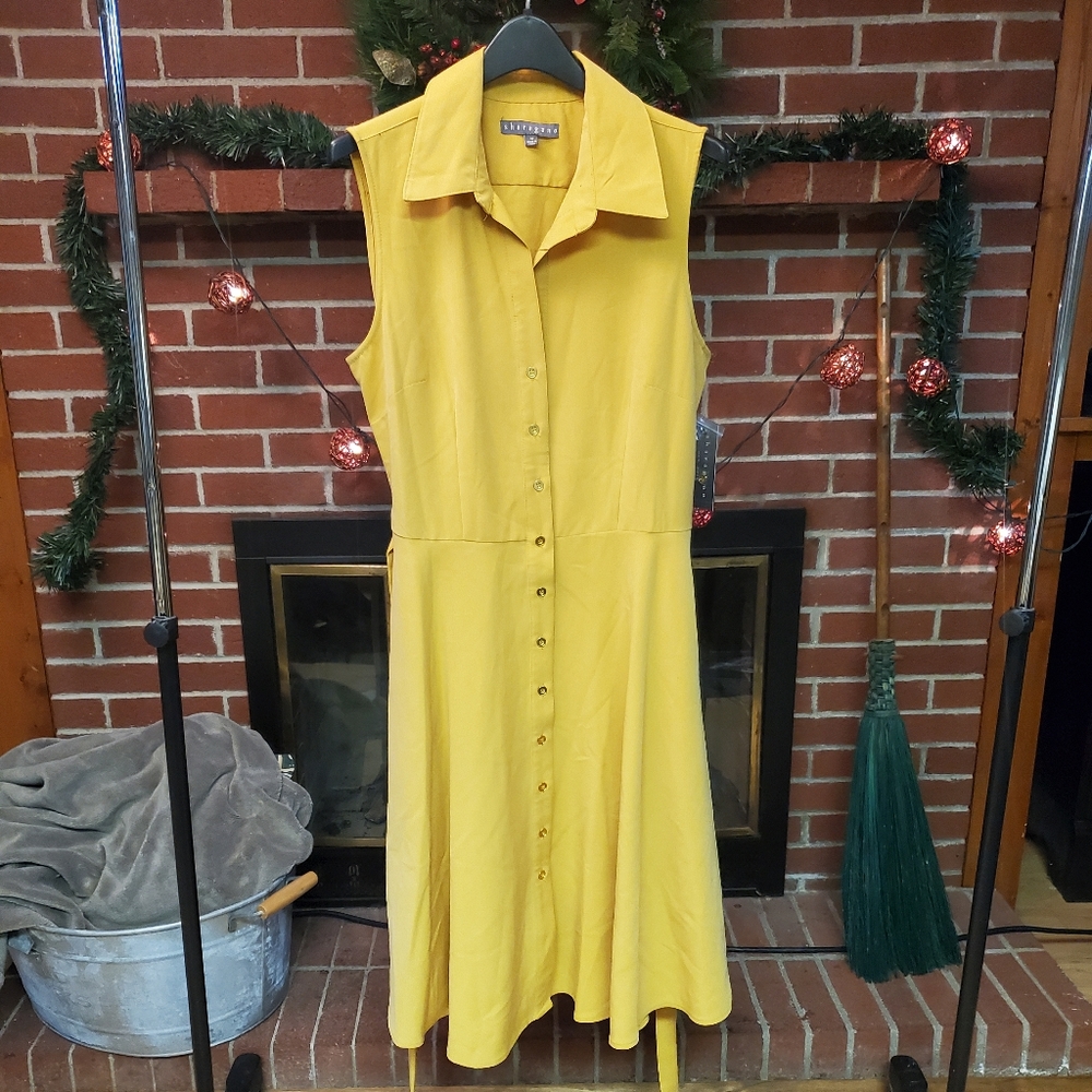 NWT Women's Sharagano Sleeveless Gold Dress Size 10